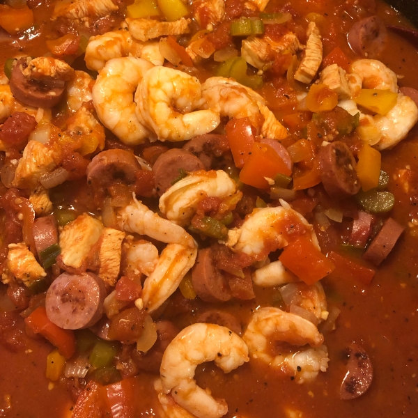 Andouille, Shrimp, and Chicken Jambalaya