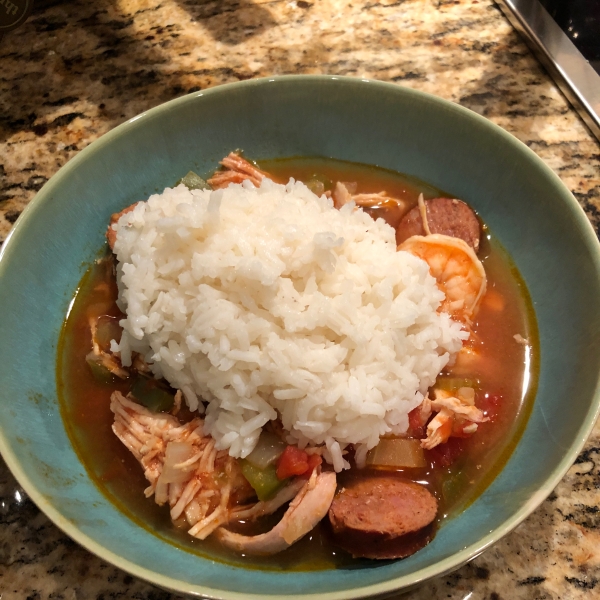 Andouille, Shrimp, and Chicken Jambalaya