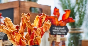 Crispy Bacon Twists with Gouda and Apricot Preserves