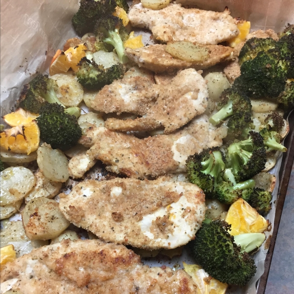 Sheet Pan Citrus and Sage Chicken with Roasted Broccoli and Potatoes