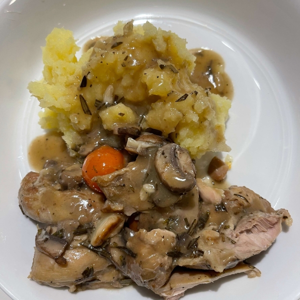 Chicken Thigh Fricassee with Mushrooms and Rosemary