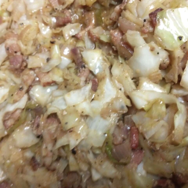 Fried Cabbage with Bacon, Onion, and Garlic