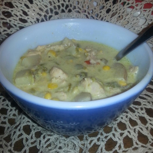 Papa Dar's Green Chile and Chicken Corn Chowder