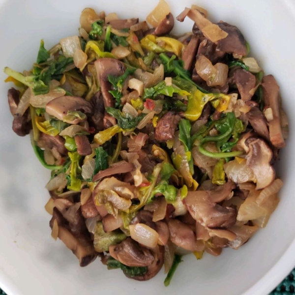 Wilted Arugula and Portobello Mushrooms