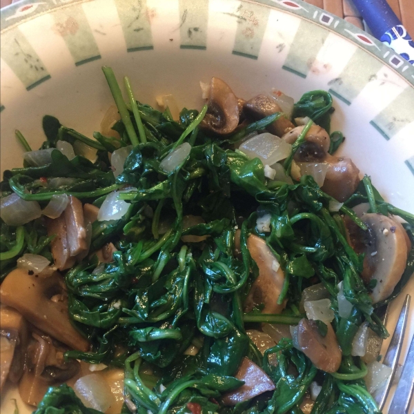 Wilted Arugula and Portobello Mushrooms