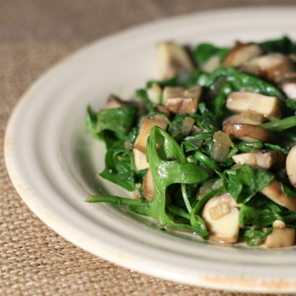 Wilted Arugula and Portobello Mushrooms