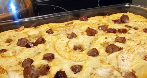 One Dish Baked Pancakes and Sausage