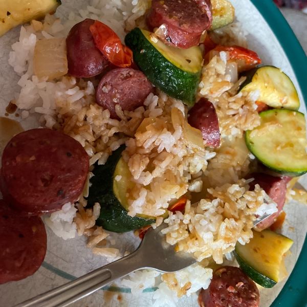 Smoked Sausage and Zucchini Saute