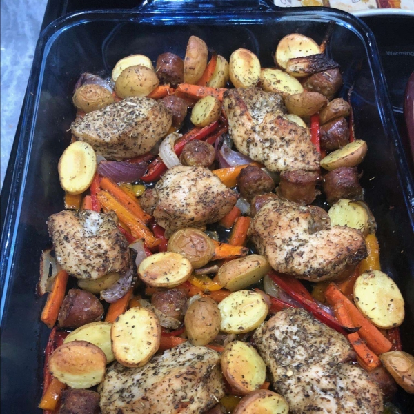 Chicken, Sausage, Peppers, and Potatoes