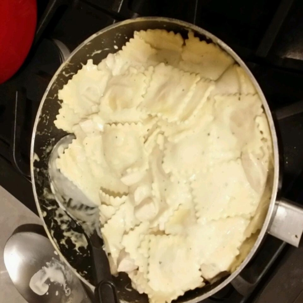 Basil Chicken Ravioli Carbonara