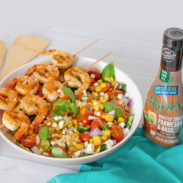 Roasted Tomato, Grilled Corn, and Shrimp Salad