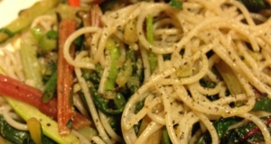 Chard Stalks and Garlic Scape Pasta