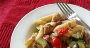 Pasta with Chicken, Bacon, and Summer Vegetables