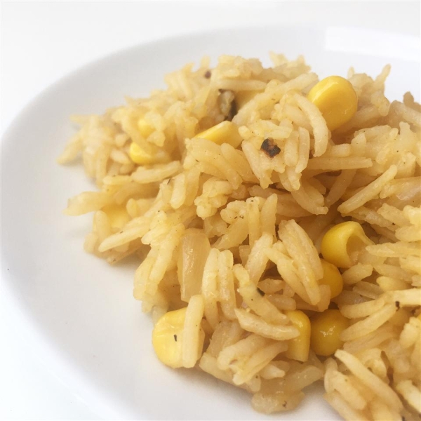Rice with Pan-Roasted Corn and Onions
