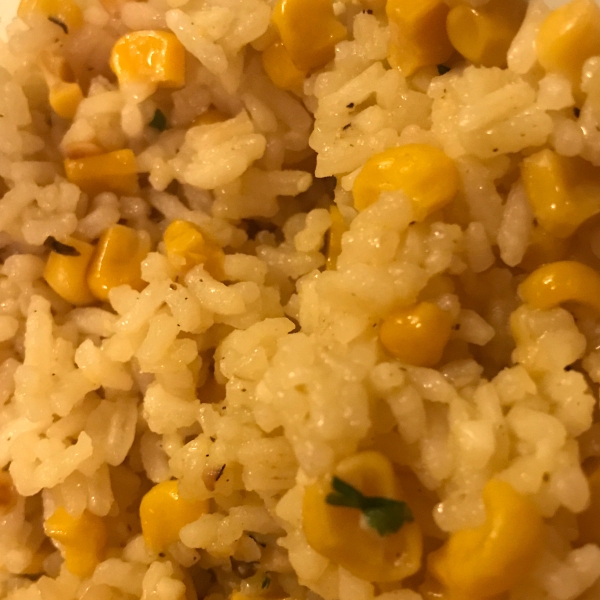 Rice with Pan-Roasted Corn and Onions