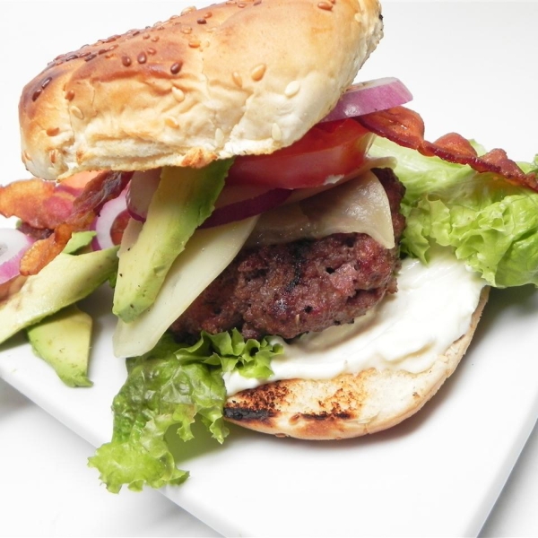 Jumbo Bacon Avocado Horseradish Cheeseburgers