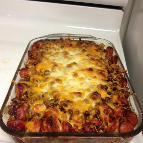 Hot Sausage Links and Beans Casserole