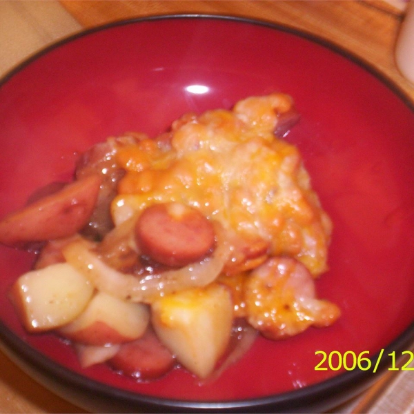 Hot Sausage Links and Beans Casserole
