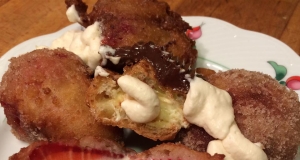 Strawberry Fritters with Chocolate Sauce