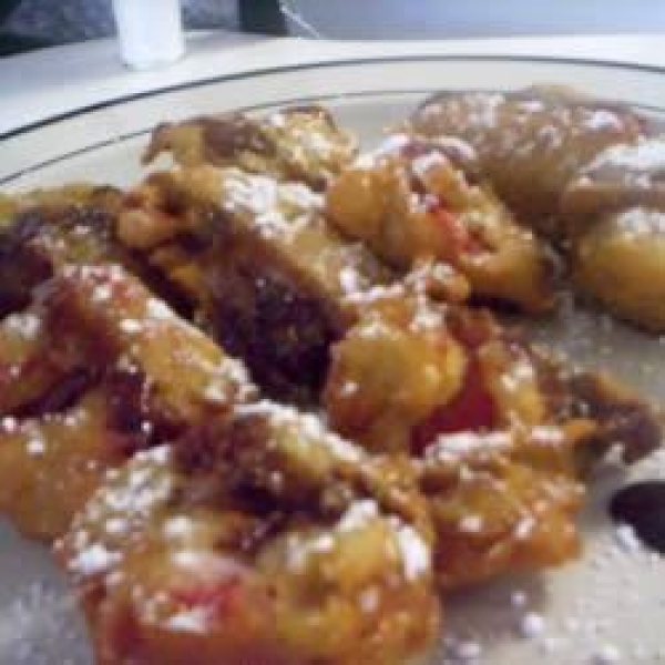 Strawberry Fritters with Chocolate Sauce