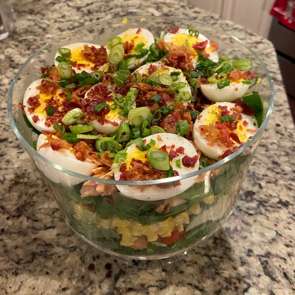 Layered Salmon Cobb Salad