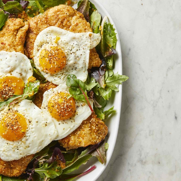 Dukkah Chicken Cutlets and Eggs