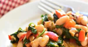 Spinach, White Beans, and Baked Polenta Slices