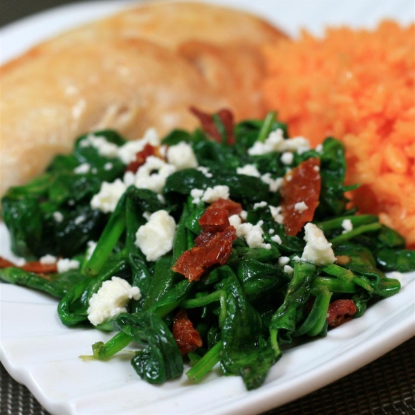 Christoph's Mediterranean Spinach and Sun Dried Tomato Dish