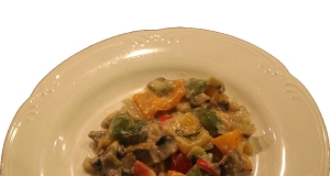 Bell Pepper Gratin with Fennel and Portobello Mushrooms
