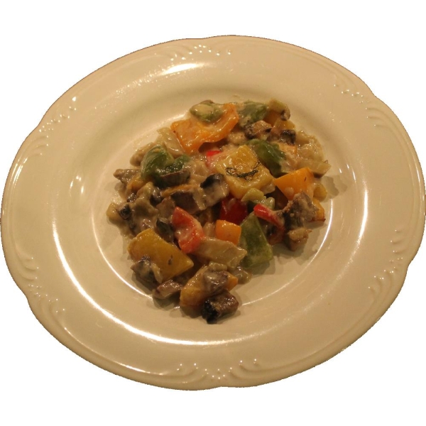 Bell Pepper Gratin with Fennel and Portobello Mushrooms