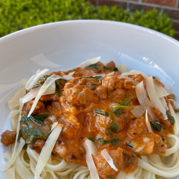 Quick Linguine with Turkey Ragu for Two