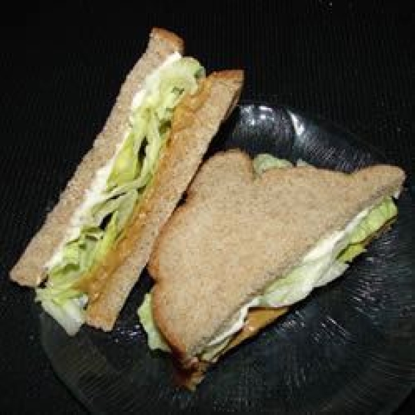 Peanut Butter, Mayonnaise, and Lettuce Sandwich