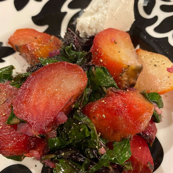Roasted Beets and Sauteed Beet Greens