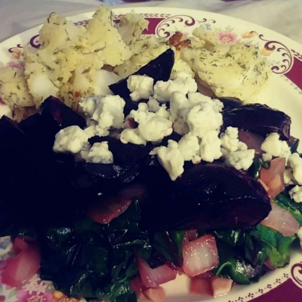 Roasted Beets and Sauteed Beet Greens
