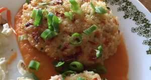 Golden Rice Cakes with Sweet Potato-Ginger Sauce