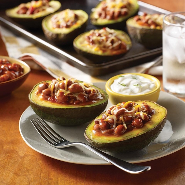 BUSH'S® Baked Avocado Stuffed with Sriracha Beans