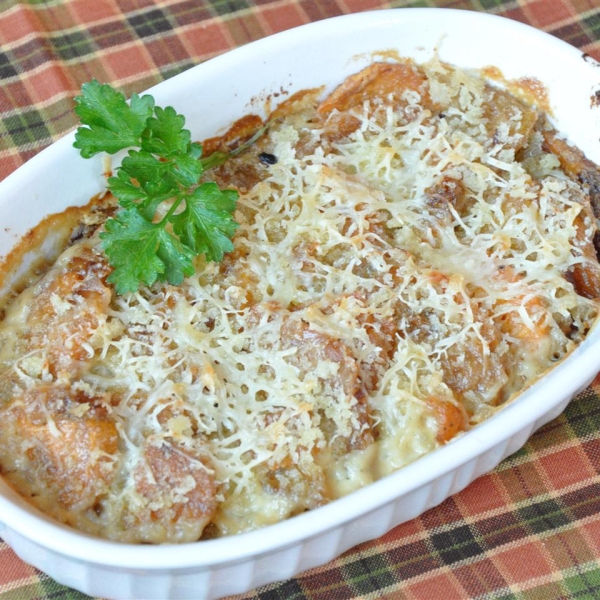 Sweet Potato Acorn Squash Au Gratin