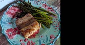 Air Fryer Salmon and Asparagus for One