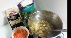 Gnocchi, Spinach, and Meatball Soup