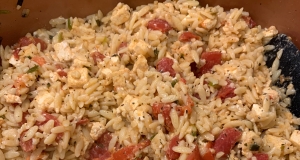 Orzo with Tomato and Fried Tofu