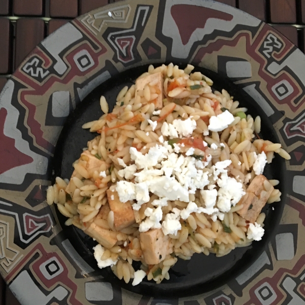 Orzo with Tomato and Fried Tofu