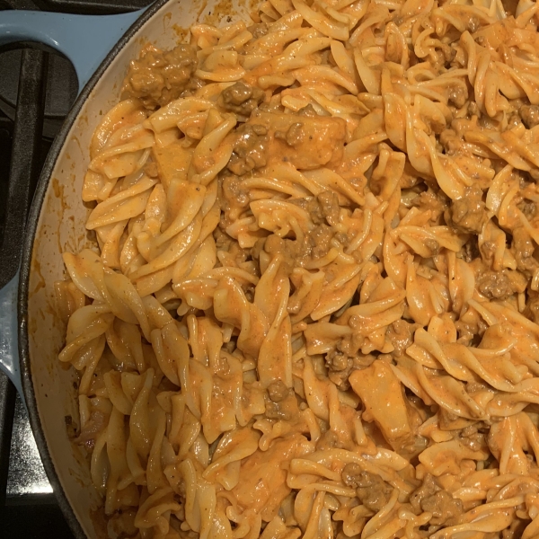 Quick Curry Pasta with Ground Beef and Pineapple