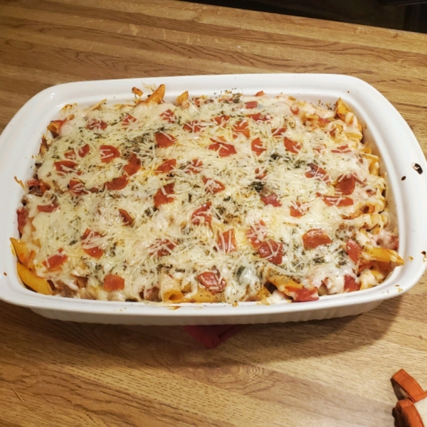Pizza Pasta Bake with Sausage