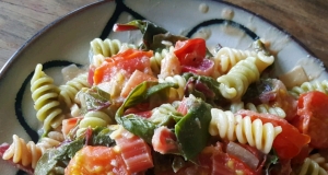 Spaghetti with Red Chard and Mustard Cream Sauce