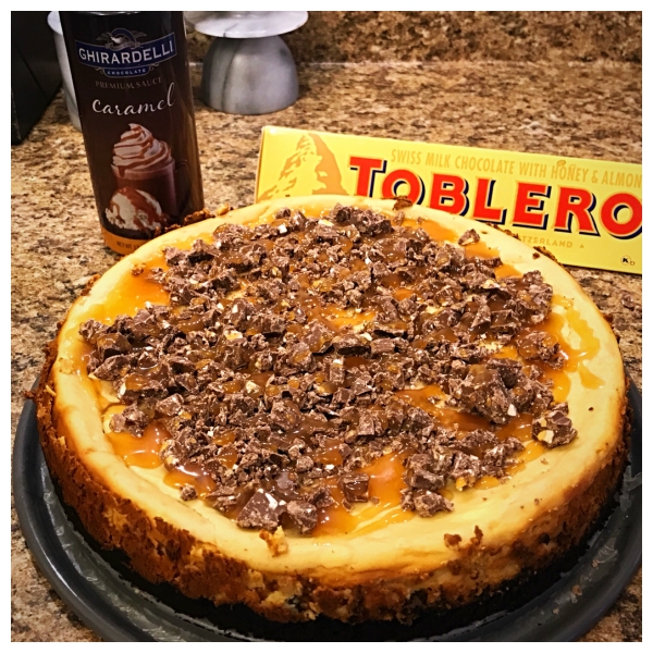 TOBLERONE-Topped Caramel Cheesecake