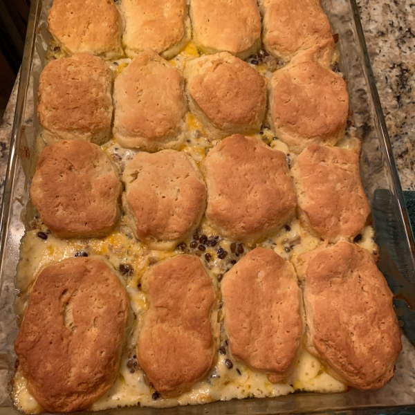 Chicken, Rice, and Biscuit Casserole