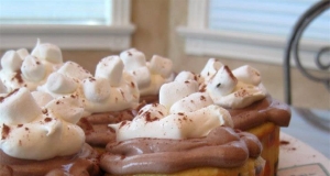 Hot Chocolate Cupcakes with Whipped Topping