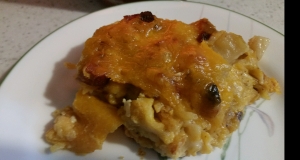 Cheesy Biscuit Breakfast Casserole with Ham