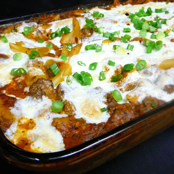 Miles of Mozzarella Baked Mostaccioli