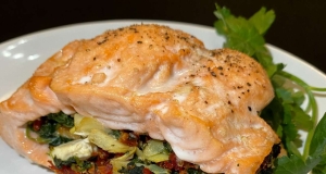 Pan-Seared Mediterranean Stuffed Salmon